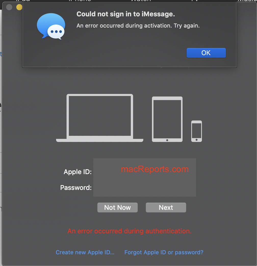reset password for imessage on mac